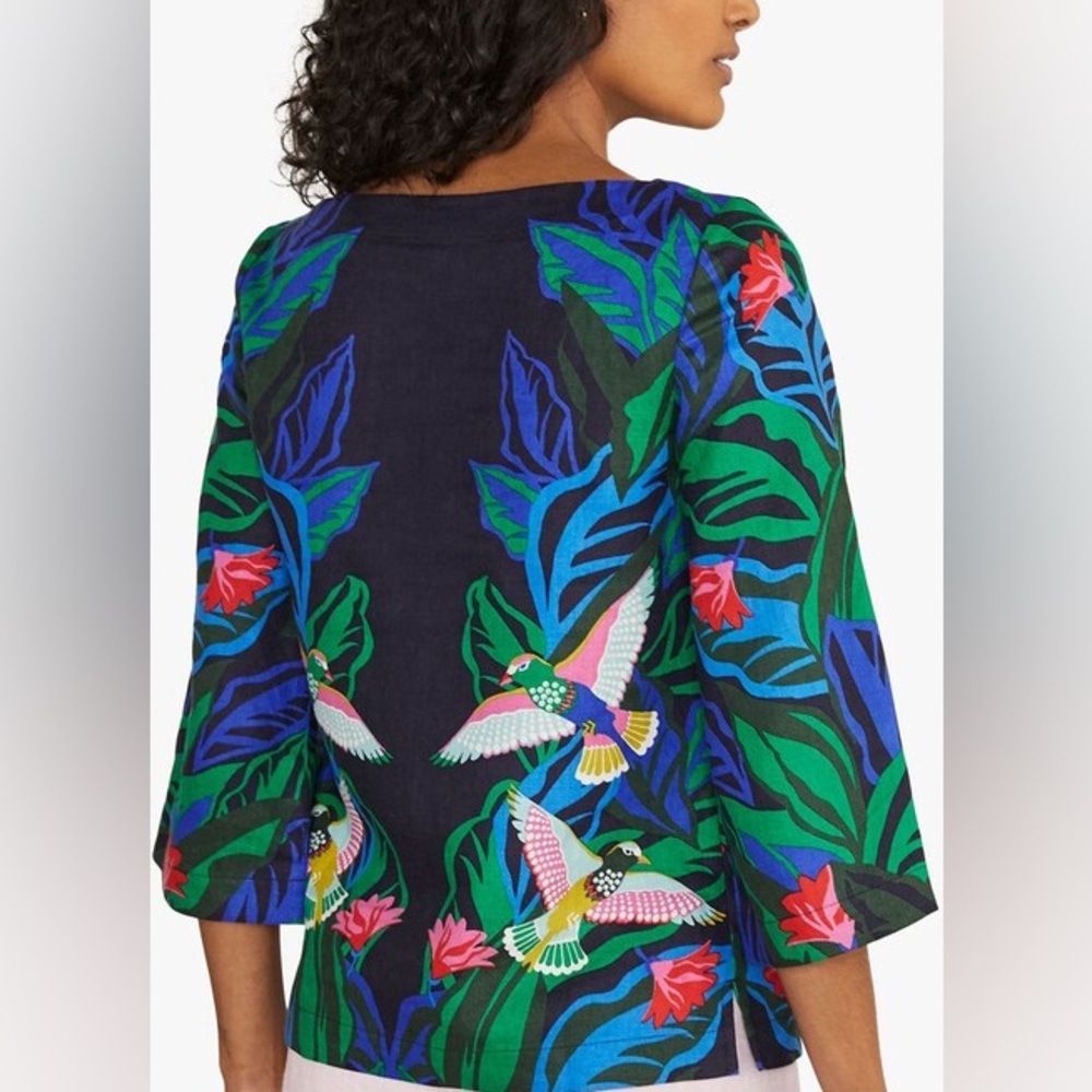 Boden Laurie Linen Top, Exotic Escape - Picture 2 of 11